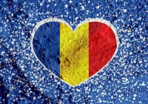 Romanian flag heart